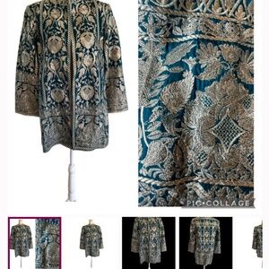 Teal and Gold Embroidered Jacket
